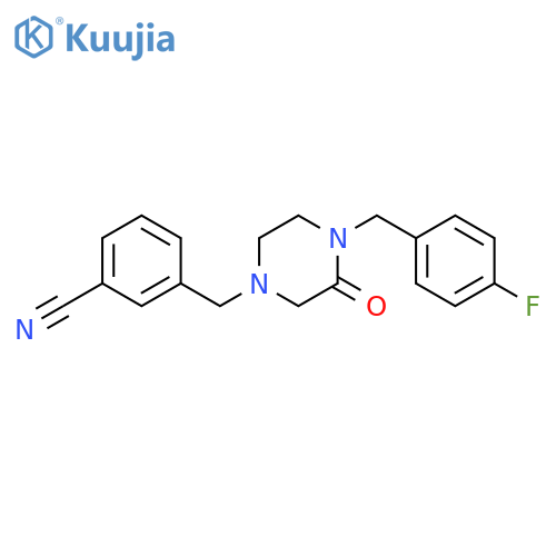 3-({4-(4-fluorophenyl)methyl-3-oxopiperazin-1-yl}methyl)benzonitrile structure
