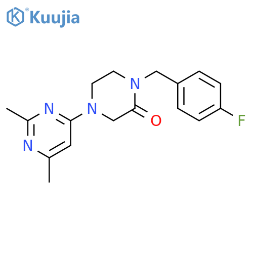 4-(2,6-dimethylpyrimidin-4-yl)-1-(4-fluorophenyl)methylpiperazin-2-one structure
