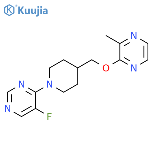 5-fluoro-4-(4-{[(3-methylpyrazin-2-yl)oxy]methyl}piperidin-1-yl)pyrimidine structure