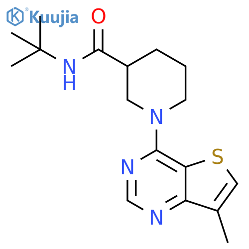 N-tert-butyl-1-{7-methylthieno[3,2-d]pyrimidin-4-yl}piperidine-3-carboxamide structure