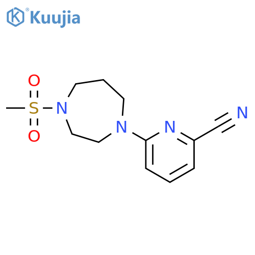 6-(4-methanesulfonyl-1,4-diazepan-1-yl)pyridine-2-carbonitrile structure