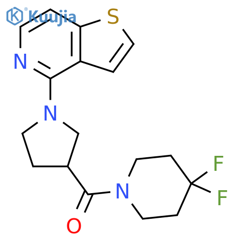 4,4-difluoro-1-(1-{thieno[3,2-c]pyridin-4-yl}pyrrolidine-3-carbonyl)piperidine structure