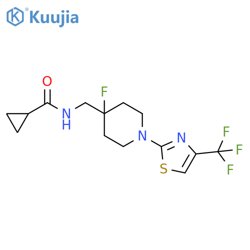 N-({4-fluoro-1-[4-(trifluoromethyl)-1,3-thiazol-2-yl]piperidin-4-yl}methyl)cyclopropanecarboxamide structure
