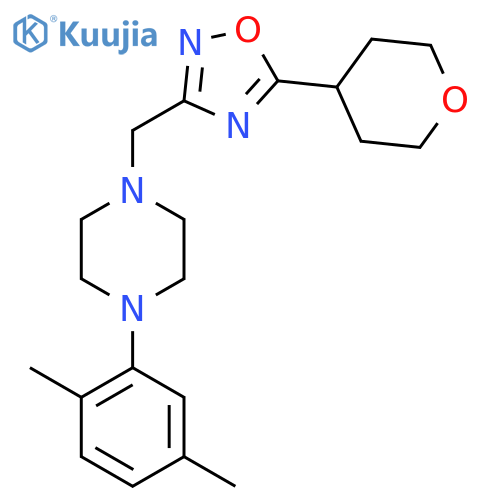 1-(2,5-Dimethylphenyl)-4-{[5-(oxan-4-yl)-1,2,4-oxadiazol-3-yl]methyl}piperazine structure