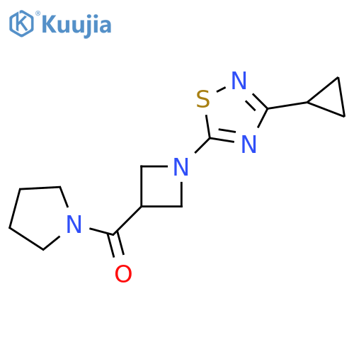 3-cyclopropyl-5-[3-(pyrrolidine-1-carbonyl)azetidin-1-yl]-1,2,4-thiadiazole structure