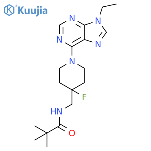 N-{[1-(9-ethyl-9H-purin-6-yl)-4-fluoropiperidin-4-yl]methyl}-2,2-dimethylpropanamide structure