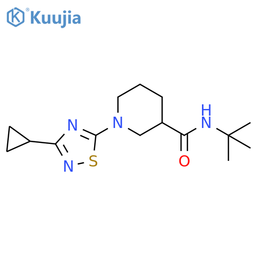 N-tert-butyl-1-(3-cyclopropyl-1,2,4-thiadiazol-5-yl)piperidine-3-carboxamide structure