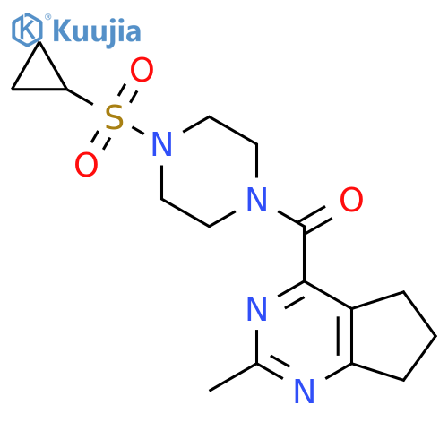 1-(cyclopropanesulfonyl)-4-{2-methyl-5H,6H,7H-cyclopenta[d]pyrimidine-4-carbonyl}piperazine structure