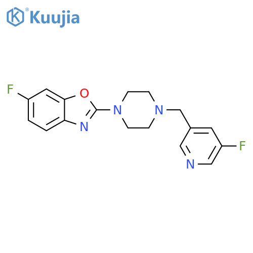 6-fluoro-2-{4-[(5-fluoropyridin-3-yl)methyl]piperazin-1-yl}-1,3-benzoxazole structure