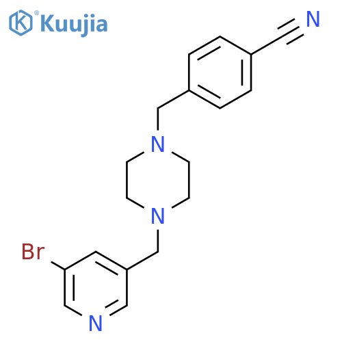 4-({4-[(5-Bromopyridin-3-yl)methyl]piperazin-1-yl}methyl)benzonitrile structure