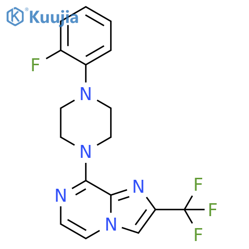 1-(2-fluorophenyl)-4-[2-(trifluoromethyl)imidazo[1,2-a]pyrazin-8-yl]piperazine structure