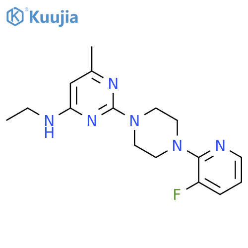 N-ethyl-2-[4-(3-fluoropyridin-2-yl)piperazin-1-yl]-6-methylpyrimidin-4-amine structure