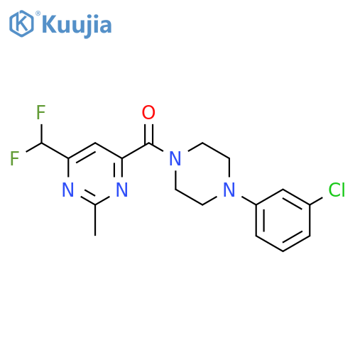 4-[4-(3-chlorophenyl)piperazine-1-carbonyl]-6-(difluoromethyl)-2-methylpyrimidine structure