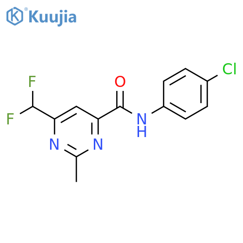 N-(4-chlorophenyl)-6-(difluoromethyl)-2-methylpyrimidine-4-carboxamide structure