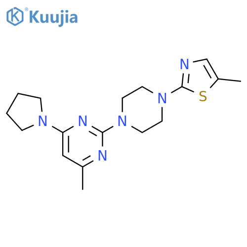 4-methyl-2-[4-(5-methyl-1,3-thiazol-2-yl)piperazin-1-yl]-6-(pyrrolidin-1-yl)pyrimidine structure