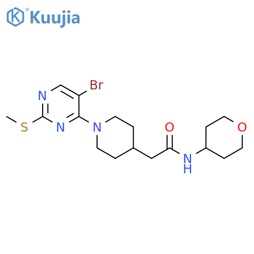 2-{1-[5-bromo-2-(methylsulfanyl)pyrimidin-4-yl]piperidin-4-yl}-N-(oxan-4-yl)acetamide structure