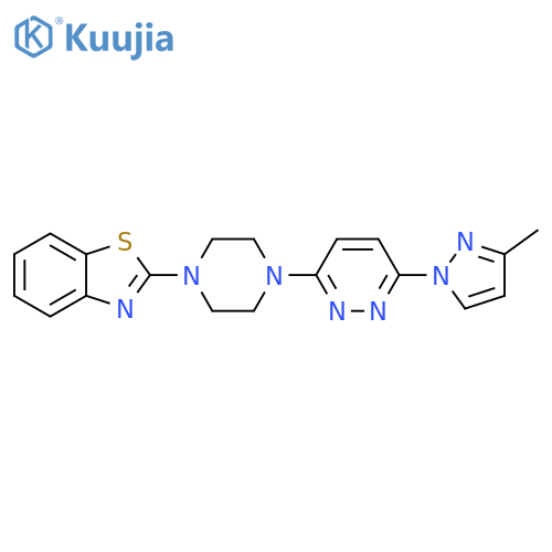 2-{4-6-(3-methyl-1H-pyrazol-1-yl)pyridazin-3-ylpiperazin-1-yl}-1,3-benzothiazole structure