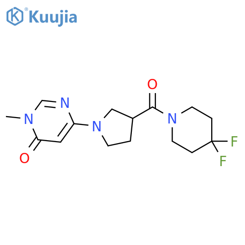 6-[3-(4,4-difluoropiperidine-1-carbonyl)pyrrolidin-1-yl]-3-methyl-3,4-dihydropyrimidin-4-one structure