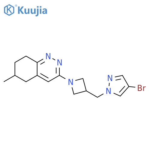 3-{3-[(4-bromo-1H-pyrazol-1-yl)methyl]azetidin-1-yl}-6-methyl-5,6,7,8-tetrahydrocinnoline structure
