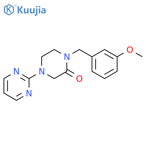 1-[(3-methoxyphenyl)methyl]-4-(pyrimidin-2-yl)piperazin-2-one structure