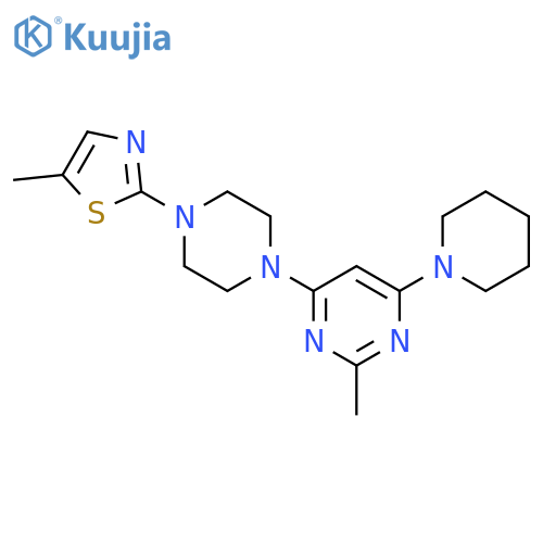 2-methyl-4-[4-(5-methyl-1,3-thiazol-2-yl)piperazin-1-yl]-6-(piperidin-1-yl)pyrimidine structure