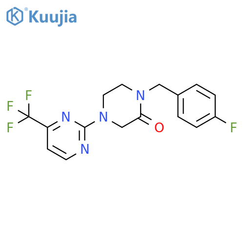 1-[(4-fluorophenyl)methyl]-4-[4-(trifluoromethyl)pyrimidin-2-yl]piperazin-2-one structure