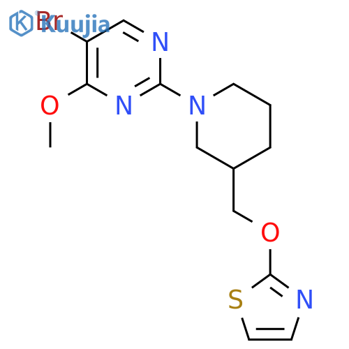 5-Bromo-4-methoxy-2-{3-[(1,3-thiazol-2-yloxy)methyl]piperidin-1-yl}pyrimidine structure