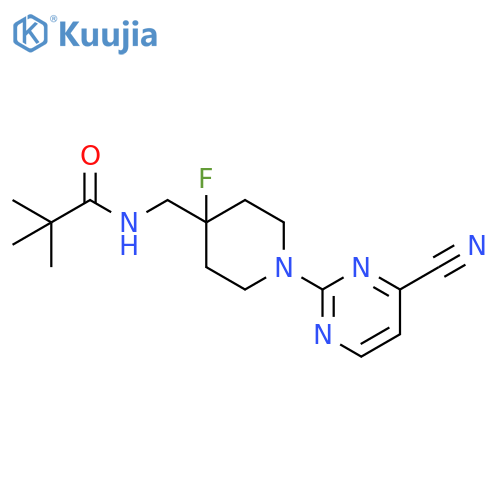 N-{[1-(4-cyanopyrimidin-2-yl)-4-fluoropiperidin-4-yl]methyl}-2,2-dimethylpropanamide structure