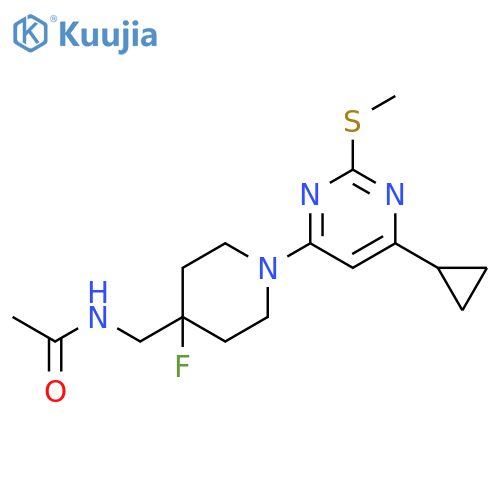 N-({1-[6-cyclopropyl-2-(methylsulfanyl)pyrimidin-4-yl]-4-fluoropiperidin-4-yl}methyl)acetamide structure