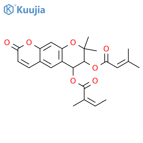 7,8-Dihydro-6,7-dihydroxy-8,8-dimethyl-2H,6H-benzo[1,2-b:5,4-b']dipyran-2-one; (3'S,4'R)-form, 4'-O-(3-Methyl-2-butenoyl), 3'-angeloyl structure