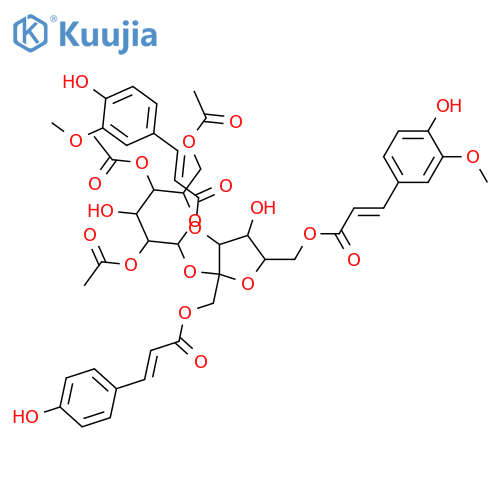 Acylsucroses; 3',6'-Bis-O-(4-hydroxy-3-methoxy-E-cinnamoyl), 1'-O-(4-hydroxy-E-cinnamoyl), 2,4,6-tri-Ac structure
