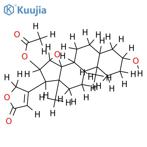 16beta-Acetoxy-14,15beta-epoxy-3beta-hydroxy-5beta,14beta-card-20(22)-enolid structure