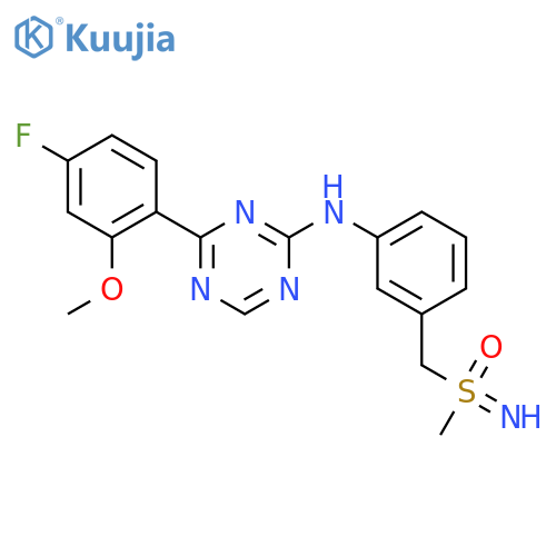 4-(4-fluoro-2-methoxyphenyl)-N-(3-((S-methylsulfonimidoyl)methyl)phenyl)-1,3,5-triazin-2-amine structure