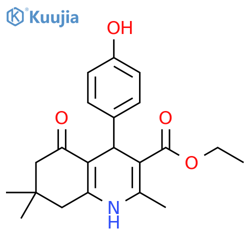 ethyl 4-(4-hydroxyphenyl)-2,7,7-trimethyl-5-oxo-1,4,5,6,7,8-hexahydroquinoline-3-carboxylate structure