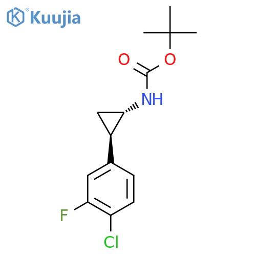 tert-butyl N-[trans-2-(4-chloro-3-fluoro-phenyl)cyclopropyl]carbamate structure