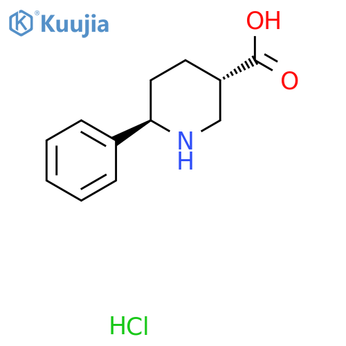 trans-6-Phenylpiperidine-3-carboxylic acid;hydrochloride structure