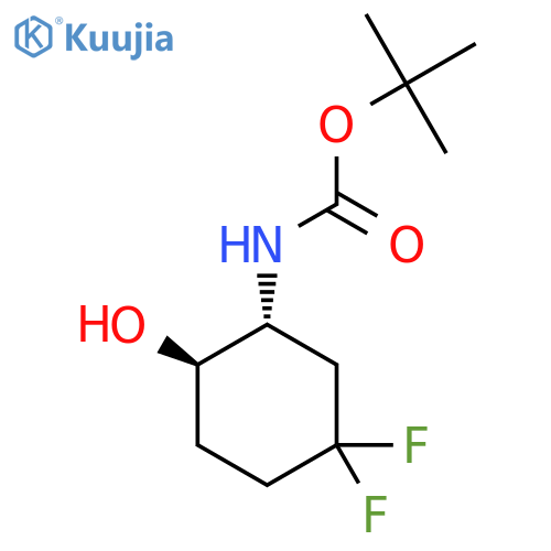 tert-butyl N-[trans-5,5-difluoro-2-hydroxy-cyclohexyl]carbamate structure