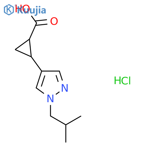 2-(1-Isobutylpyrazol-4-yl)cyclopropanecarboxylic acid;hydrochloride structure
