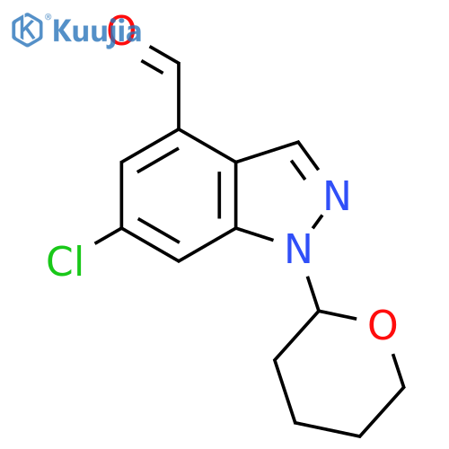 6-Chloro-1-tetrahydropyran-2-YL-indazole-4-carbaldehyde structure