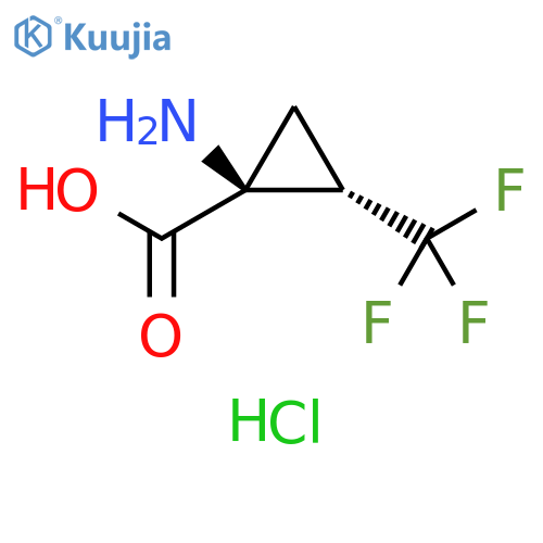 (1S,2S)-1-amino-2-(trifluoromethyl)cyclopropanecarboxylic acid;hydrochloride structure