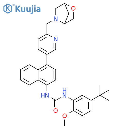 Urea,N-[5-(1,1-dimethylethyl)-2-methoxyphenyl]-N'-[4-[6-(2-oxa-5-azabicyclo[2.2.1]hept-5-ylmethyl)-3-pyridinyl]-1-naphthalenyl]- structure