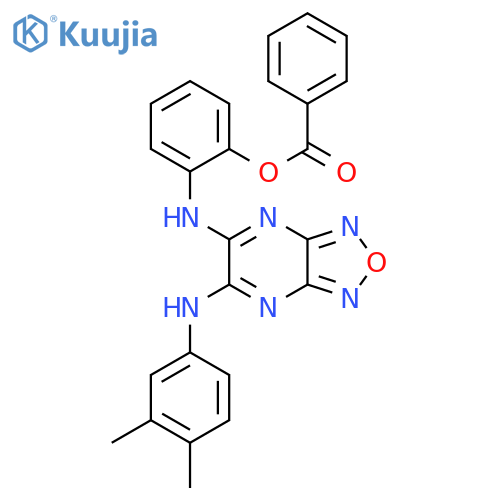 2-({6-(3,4-dimethylphenyl)amino-1,2,5oxadiazolo3,4-bpyrazin-5-yl}amino)phenyl benzoate structure