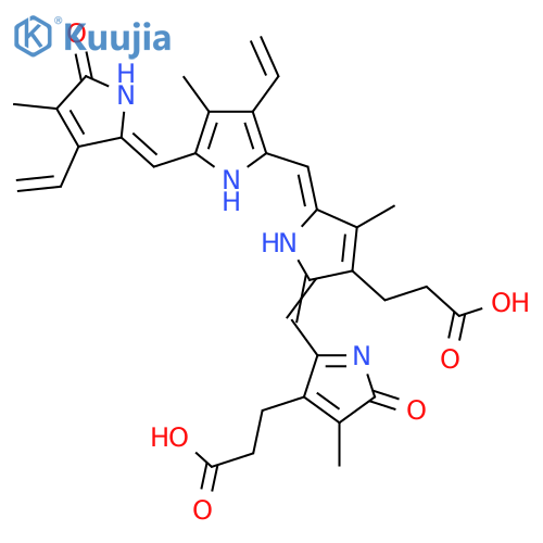 3-[(5Z)-2-[[3-(2-Carboxyethyl)-4-methyl-5-oxopyrrol-2-yl]methylidene]-5-[[3-ethenyl-5-[(Z)-(3-ethenyl-4-methyl-5-oxopyrrol-2-ylidene)methyl]-4-methyl-1H-pyrrol-2-yl]methylidene]-4-methylpyrrol-3-yl]propanoic acid structure