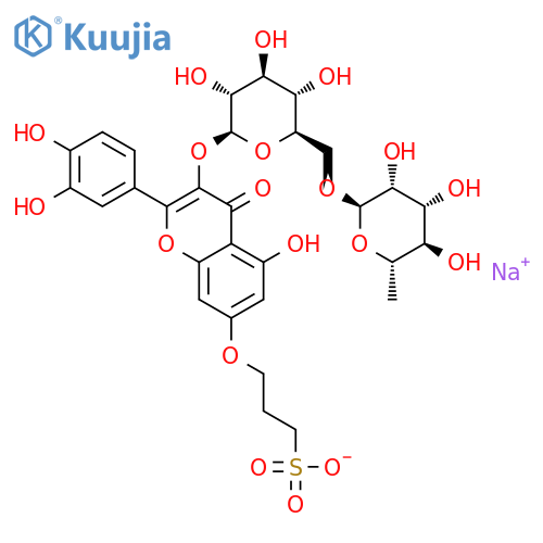 3-[[6-O-(6-deoxy-&#x3B1;-L-mannopyranosyl)-&#x3B2;-D-glucopyranosyl]oxy]-2-(3,4-dihydroxyphenyl)-5,7-dihydroxy-4H-1-benzopyran-4-one, O-(3-sulphopropyl) derivative, sodium salt structure