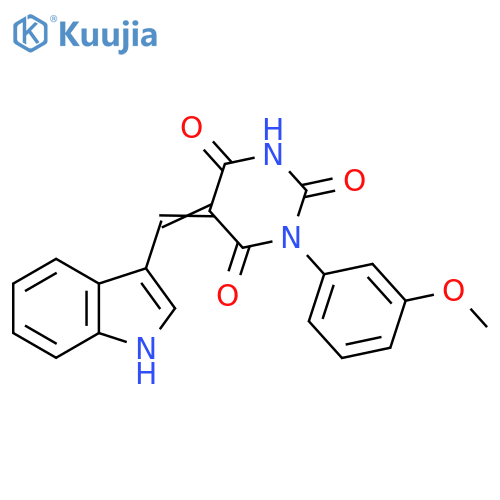 (5Z)-5-(1H-indol-3-yl)methylidene-1-(3-methoxyphenyl)-1,3-diazinane-2,4,6-trione structure