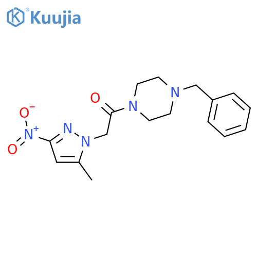 1-(4-Benzyl-piperazin-1-yl)-2-(5-methyl-3-nitro-pyrazol-1-yl)-ethanone structure