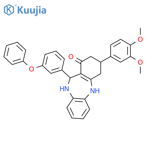 3-(3,4-Dimethoxyphenyl)-2,3,4,5,10,11-hexahydro-11-(3-phenoxyphenyl)-1H-dibenzob,e1,4diazepin-1-one structure