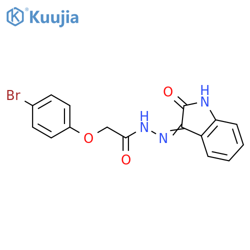 2-(4-bromophenoxy)-N'-(3E)-2-oxo-2,3-dihydro-1H-indol-3-ylideneacetohydrazide structure