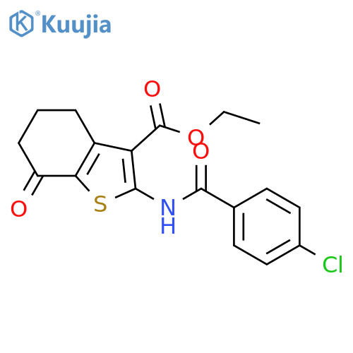 <br>ethyl 2-[(4-chlorobenzoyl)amino]-7-oxo-4,5,6,7-tetrahydro-1-benzothiophene- 3-carboxylate structure