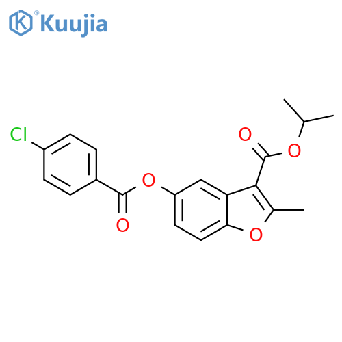 propan-2-yl 5-(4-chlorobenzoyloxy)-2-methyl-1-benzofuran-3-carboxylate structure